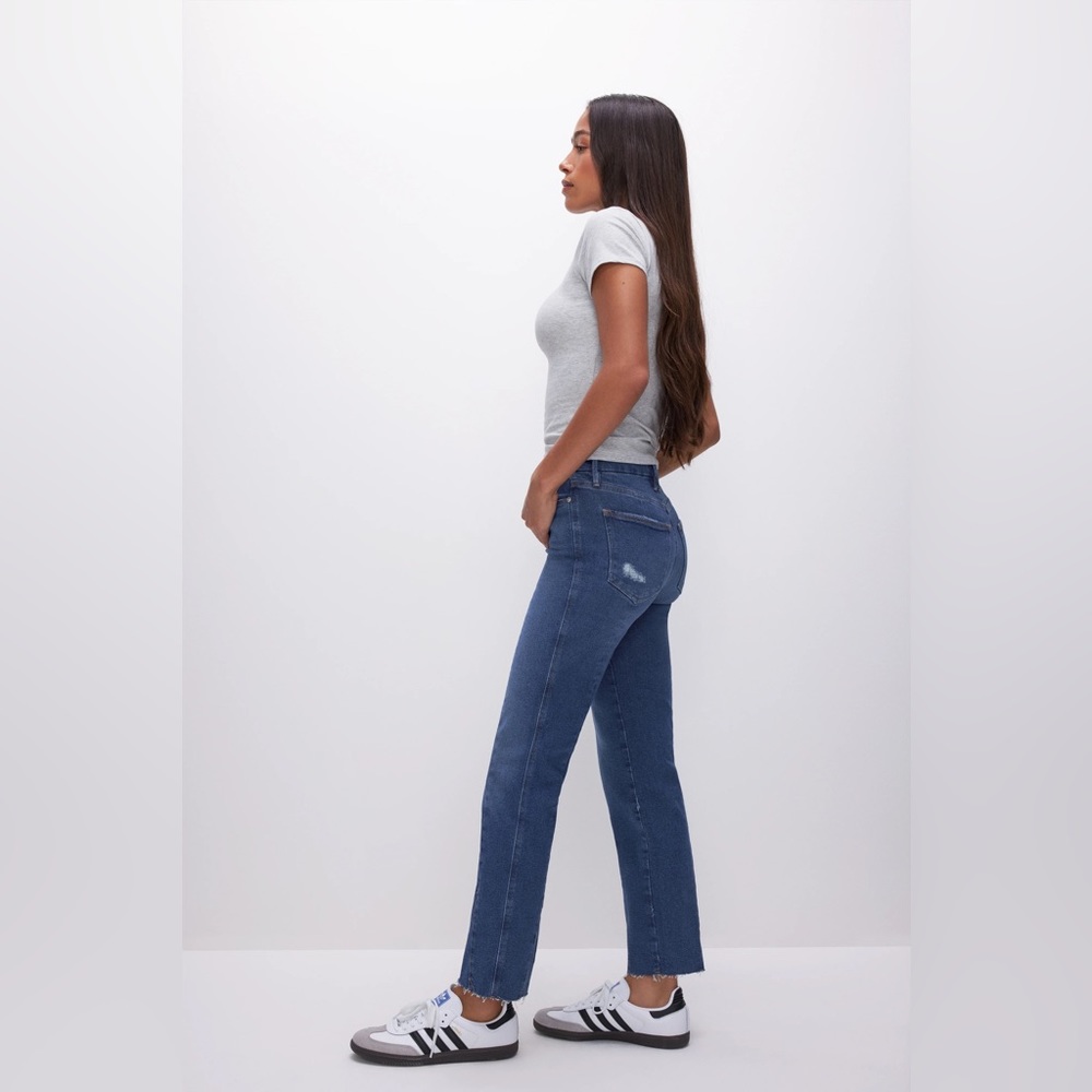 Good American Women's Blue Denim Good Curve Straight Jeans Indigo 461 size 4/27